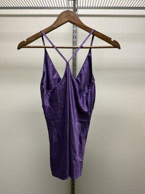 Sportstaff Purple Satin Crossback Cami Top V-Neck Empire Made in Italy Size S